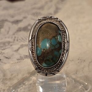 Sterling Silver Turquoise Statement Ring Size 6 Southwestern